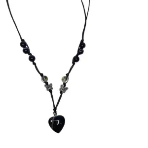 Adjustable Y2K Butterfly Black Love Heart Necklace for Women Kpop Vintage Punk Goth Egirl Harajuku Unusual Pendant Necklaces