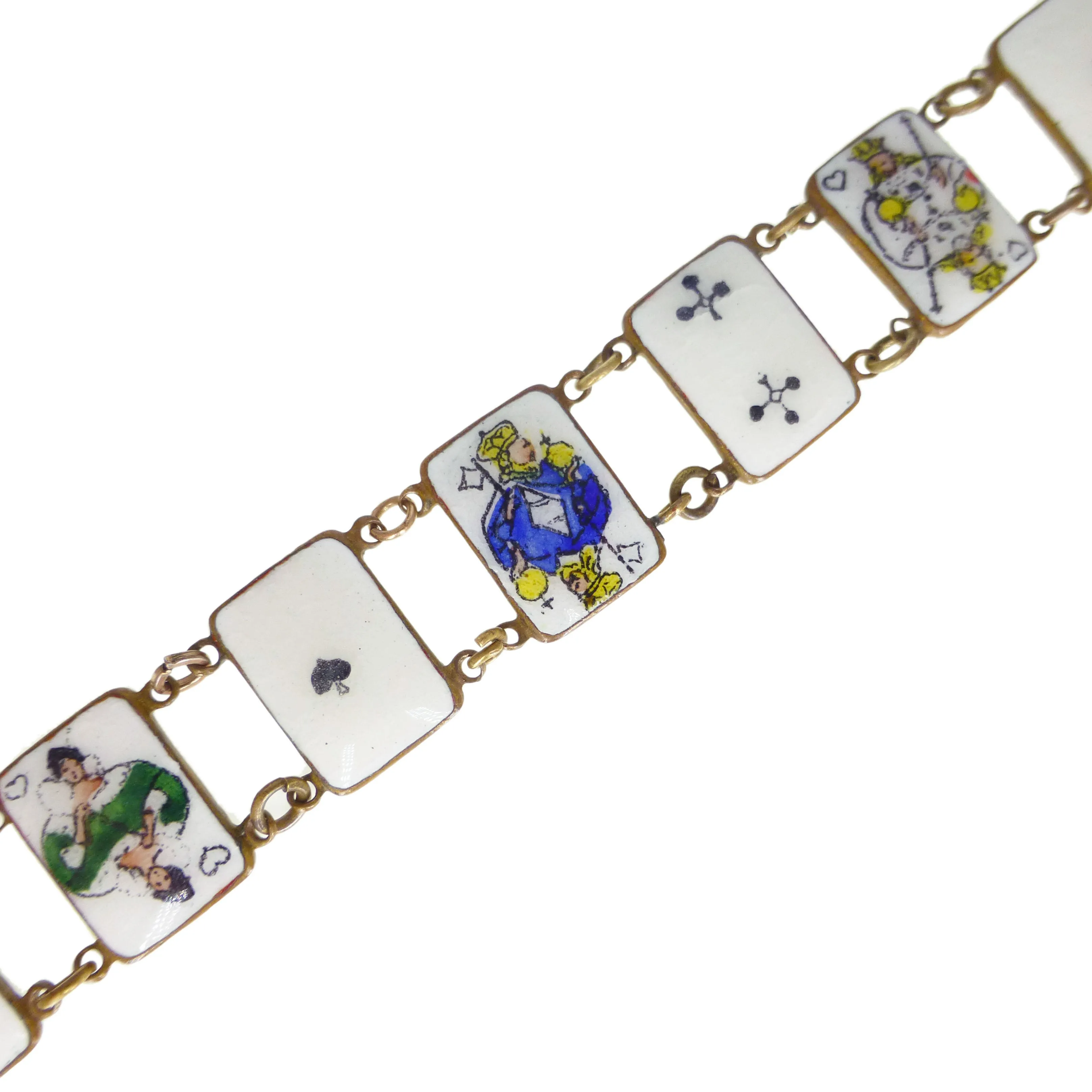 Antique Edwardian Czechoslovakian Enamel Playing Card Bracelet