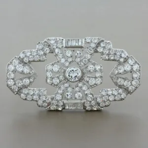 Art Deco Diamond Brooch in Platinum and Gold