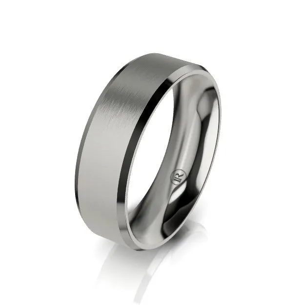 Bevelled Titanium Wedding Ring (AS)