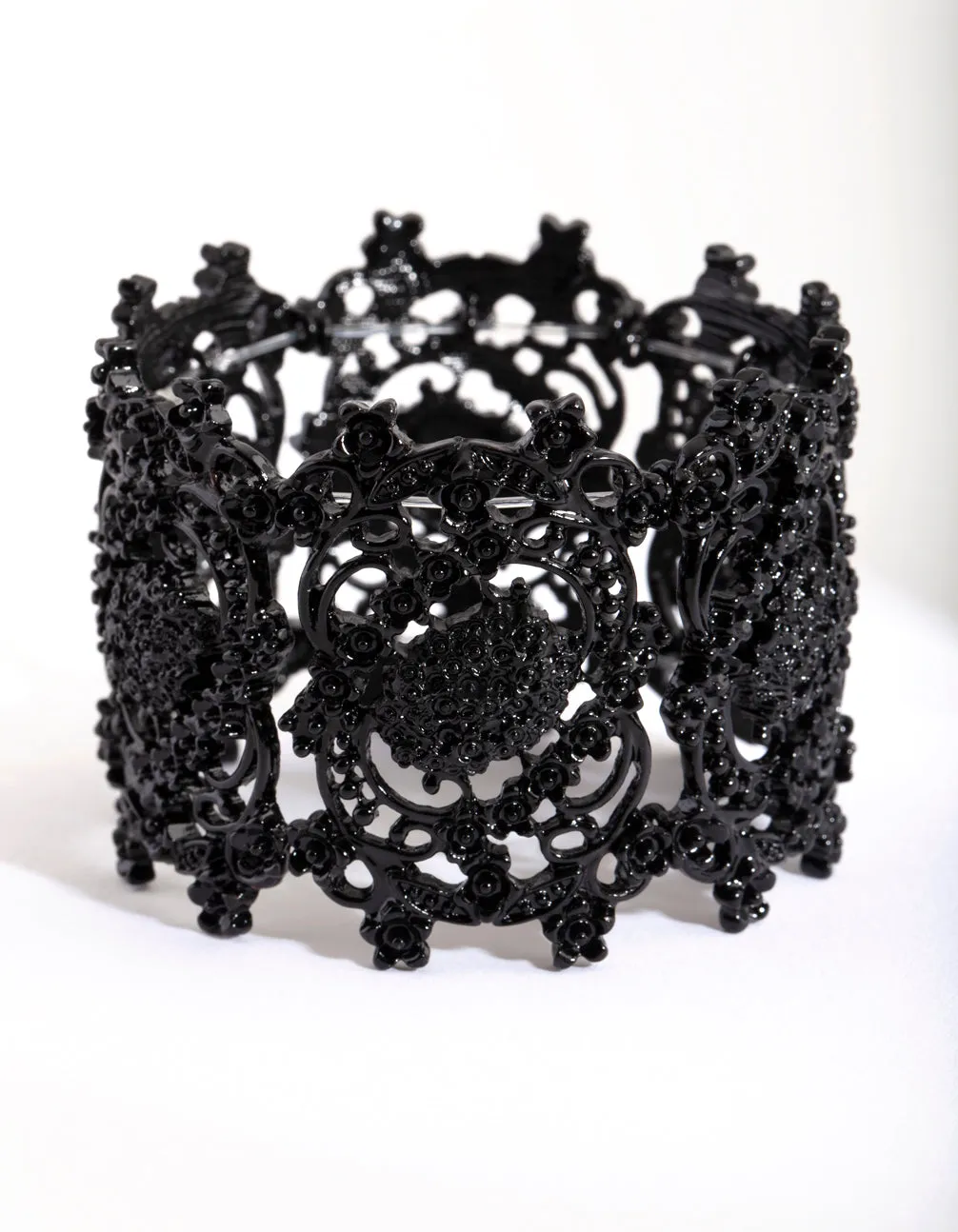 Black Crater Stretch Bracelet