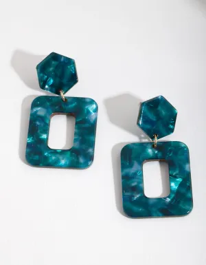 Blue Acrylic Geometric Earrings