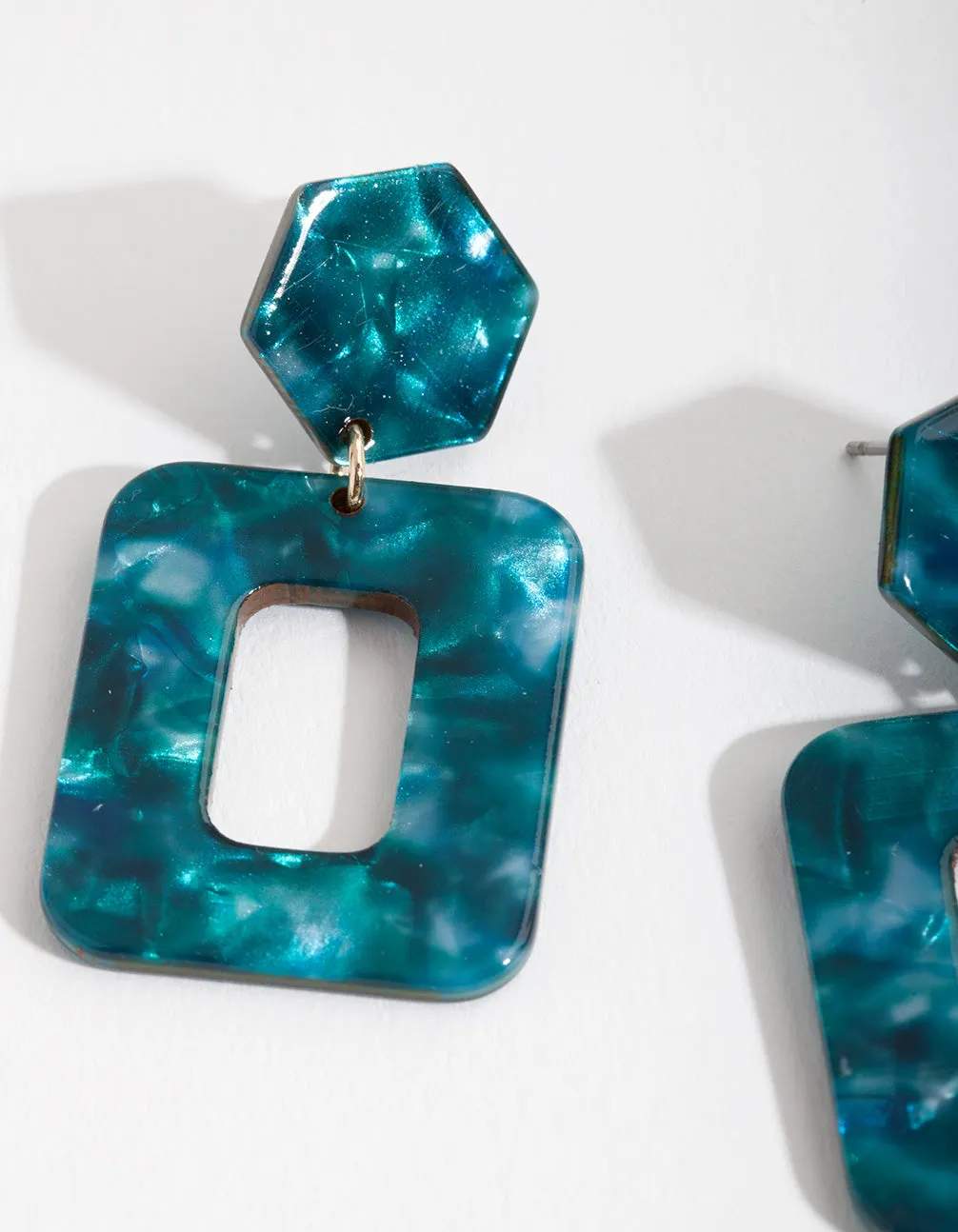 Blue Acrylic Geometric Earrings