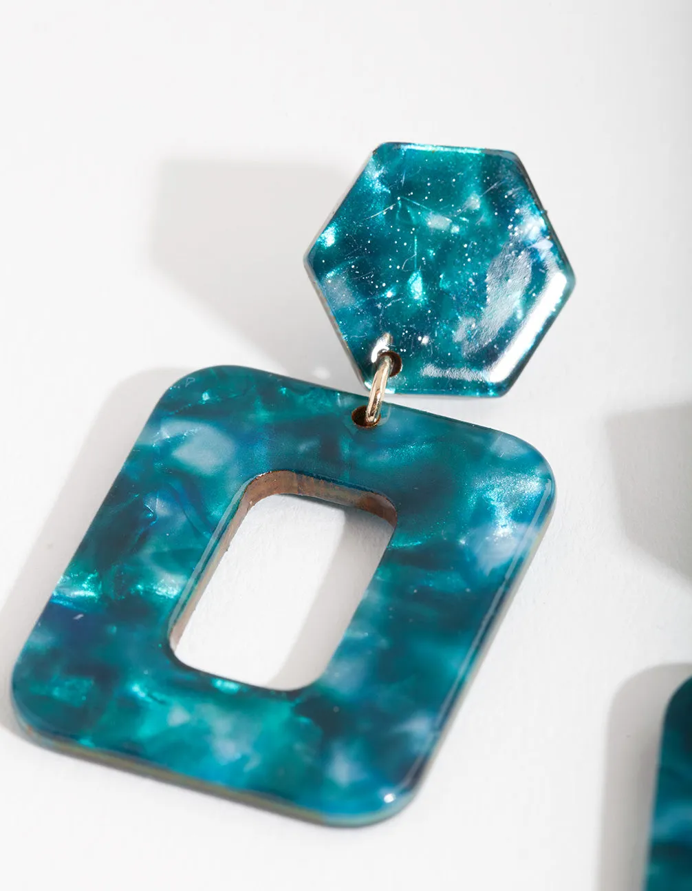 Blue Acrylic Geometric Earrings