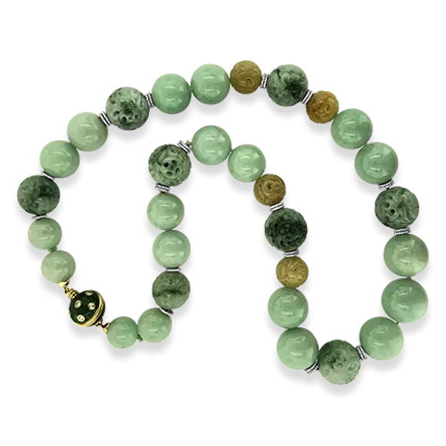 Carved Jade & Diamond Necklace