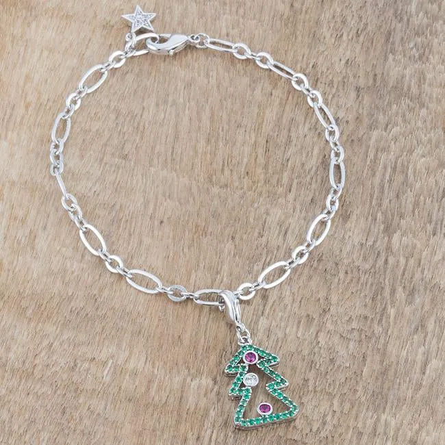 Chistmas Tree Charm Bracelet | 7.5in