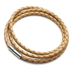 Classy Men Beige Multi-Layer Leather Bracelet