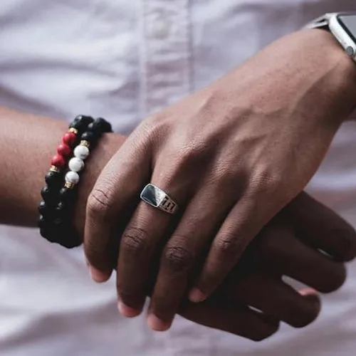 Classy Men Bracelet Lava Stone White