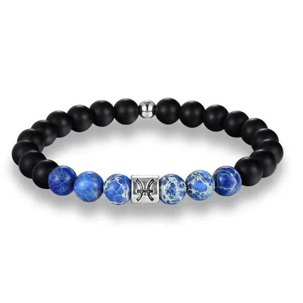 Classy Men Pisces Blue Beaded Zodiac Bracelet