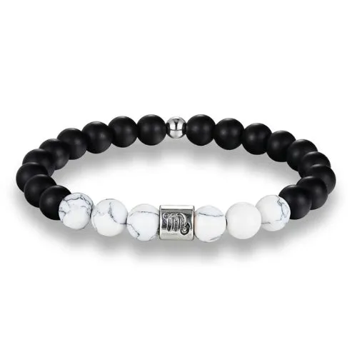 Classy Men White Beaded Zodiac Bracelet