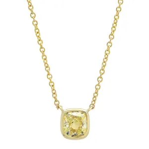 Cushion Yellow Diamond Pendant in 14kt Yellow Gold