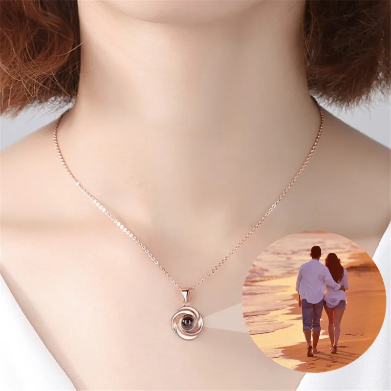 Custom Projection Photo Rose Necklace