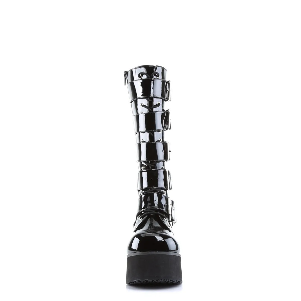 Demonia TRASHVILLE-518 | Black Patent Leather Unisex Boots