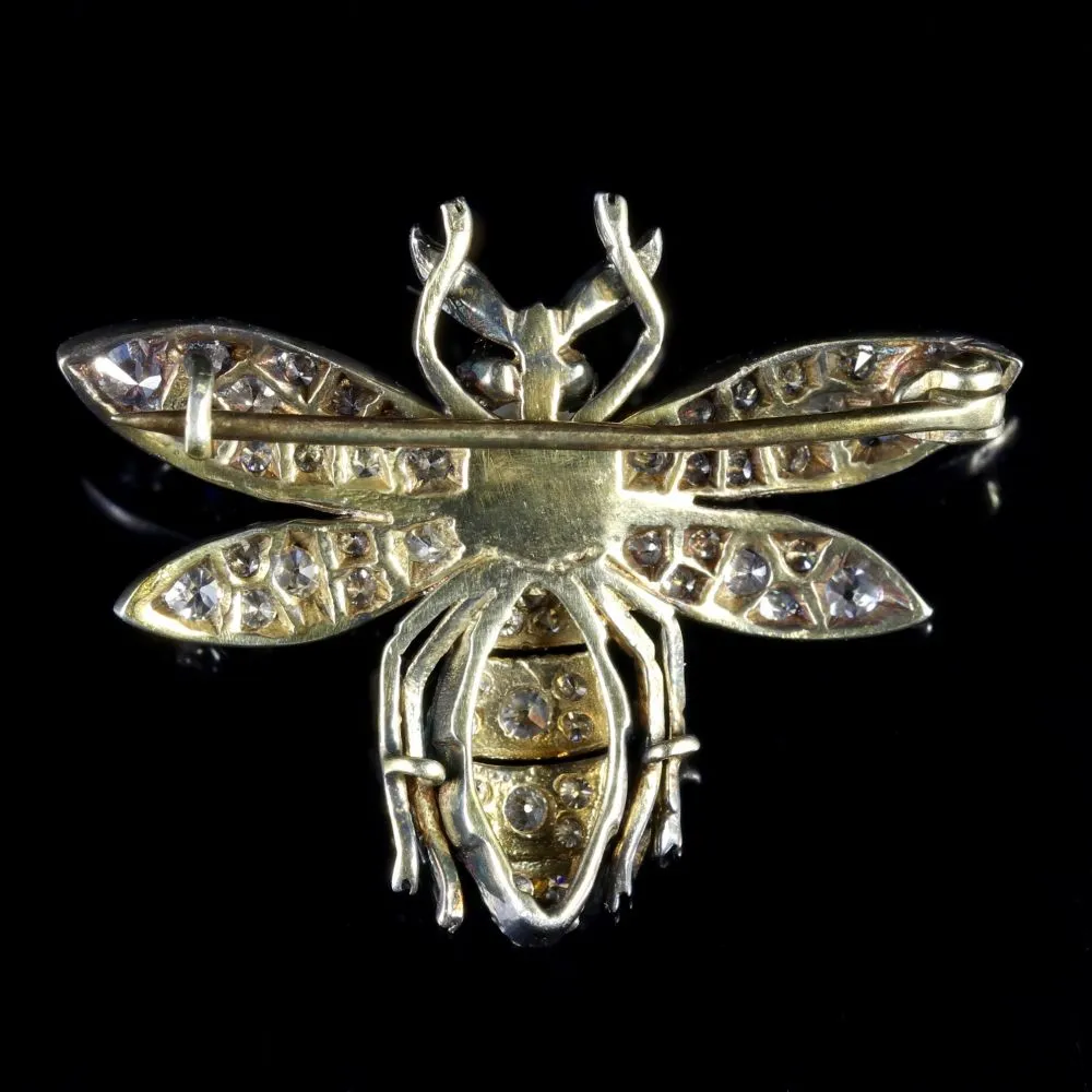 Diamond Pearl Ruby Bee Brooch