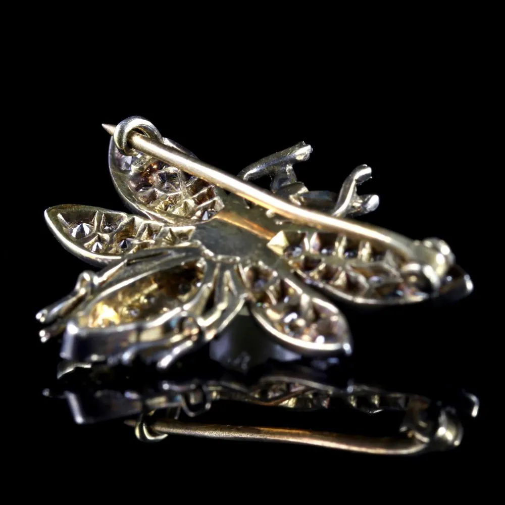 Diamond Pearl Ruby Bee Brooch