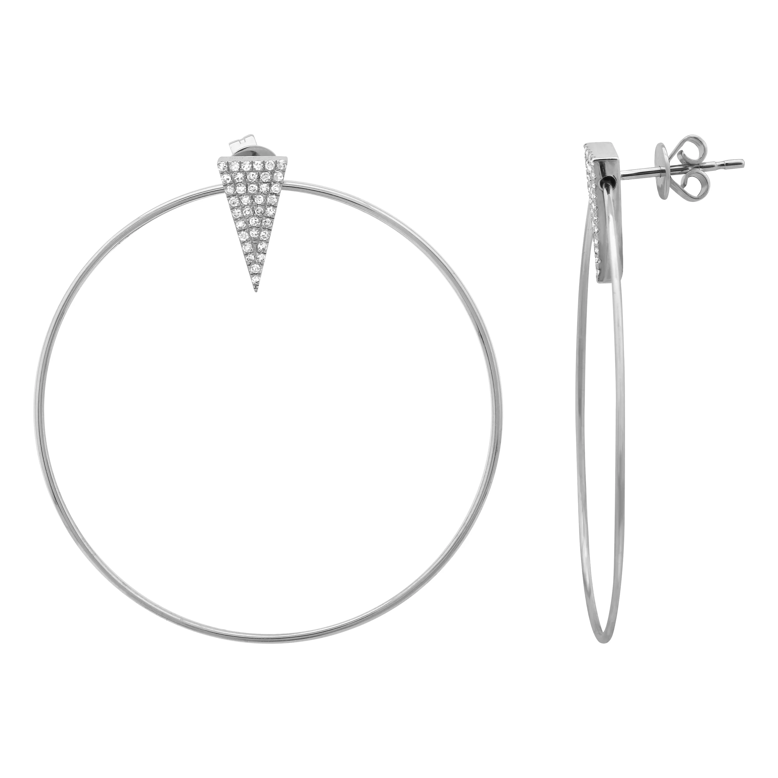 Diamond Triangle Front Hoop Studs