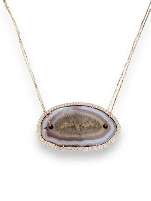 Druzy and diamond necklace