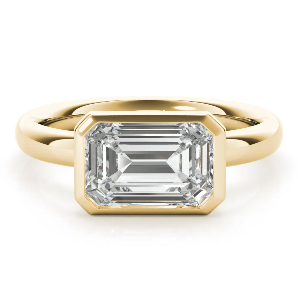 East West Emerald Cut Bezel Engagement Ring Setting