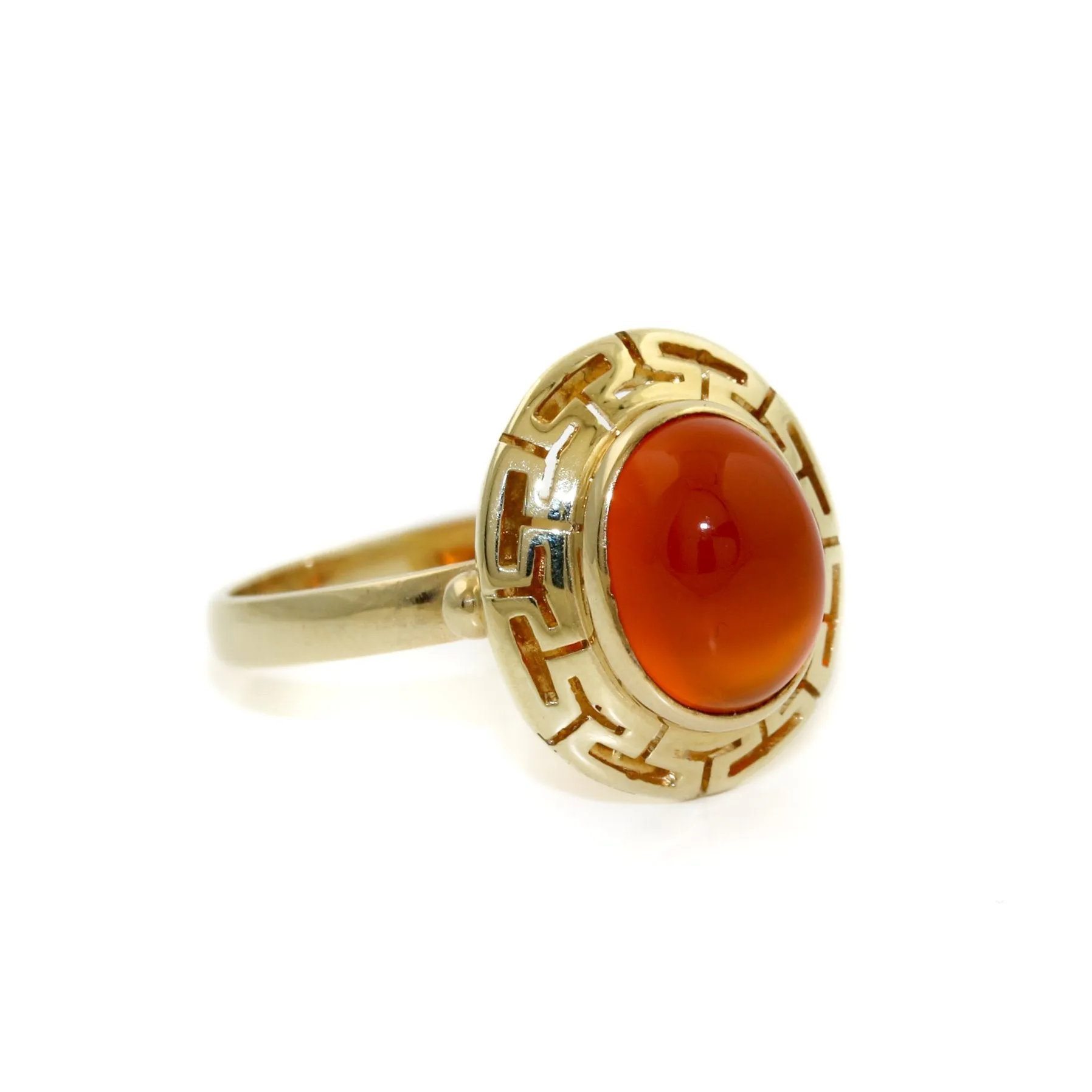 Elegant 14k Gold x Carnelian "Meandros" Signet