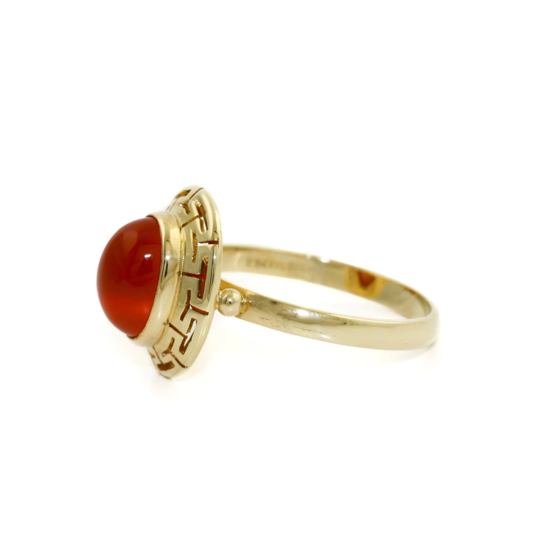 Elegant 14k Gold x Carnelian "Meandros" Signet