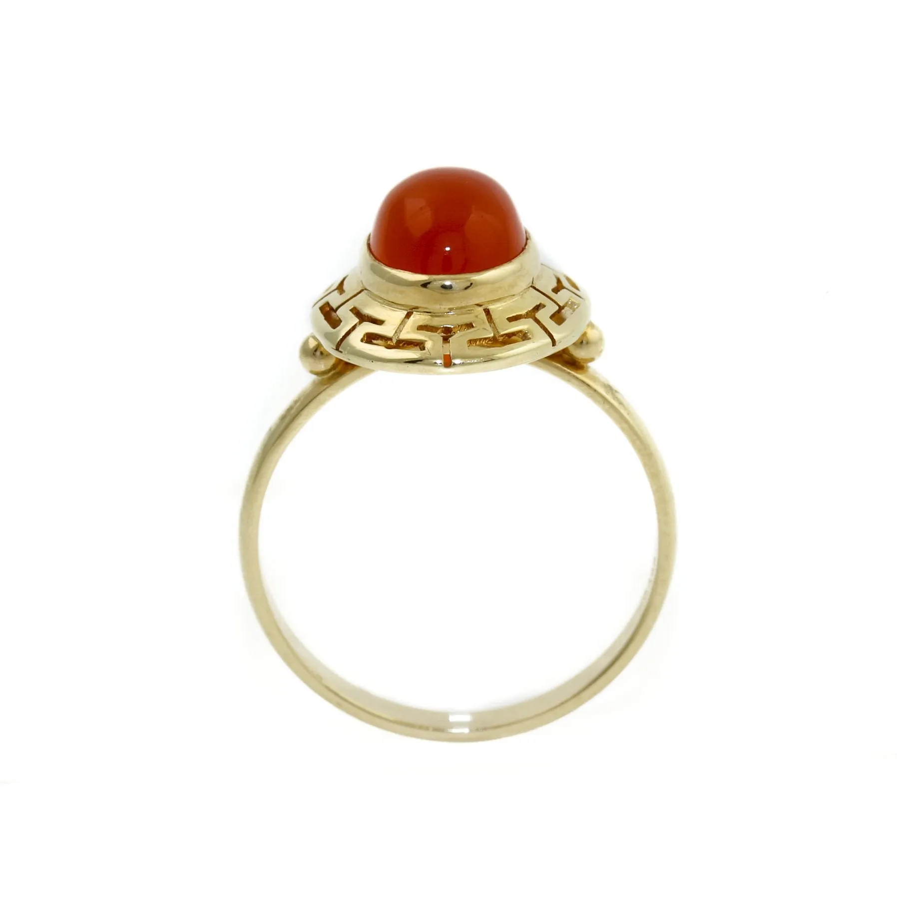 Elegant 14k Gold x Carnelian "Meandros" Signet