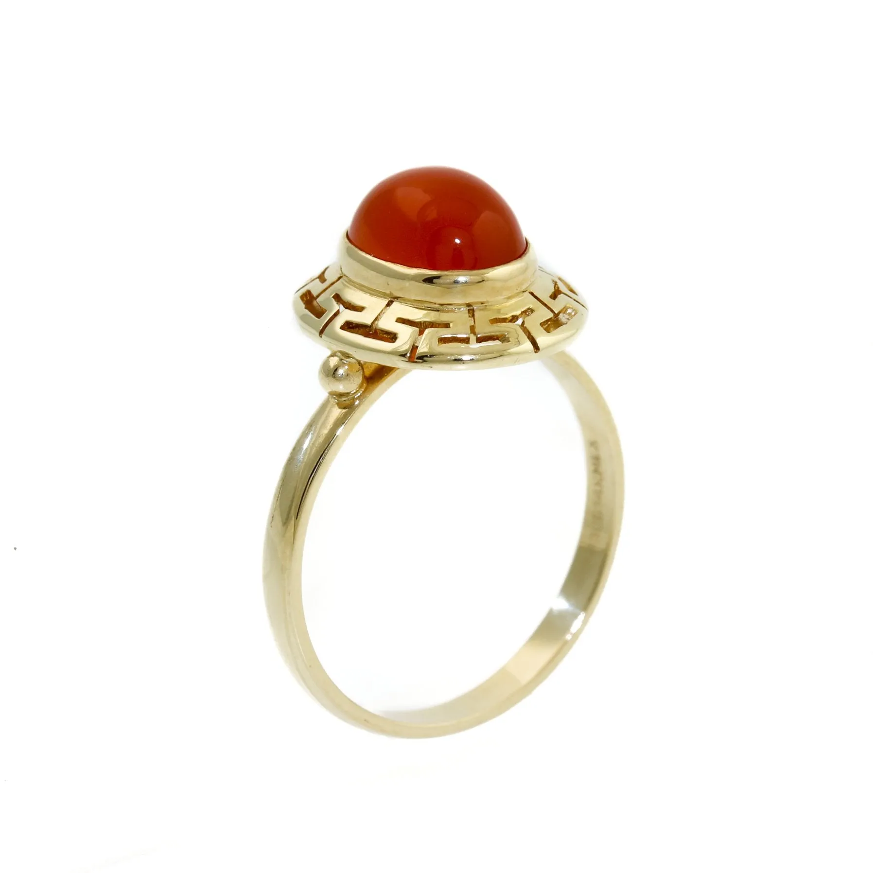 Elegant 14k Gold x Carnelian "Meandros" Signet