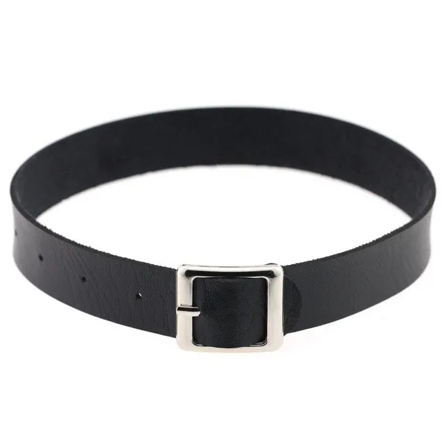 Fine quality Harajuku Belt Collar Choker Necklace PU Leather Choker Punk Goth 41*2cm