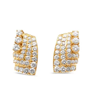 Four Row Brilliant Cut Diamond Fancy Earrings