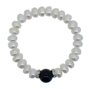 Freshwater Pearl Bracelet Black Natural Stone