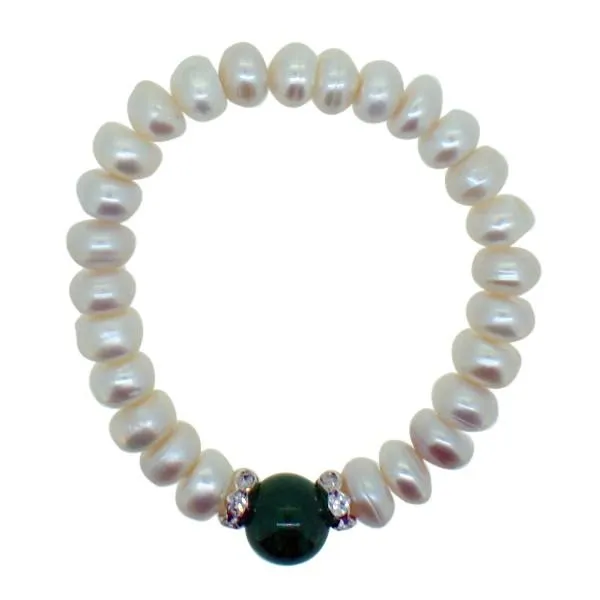 Freshwater Pearl Bracelet Green Natural Stone