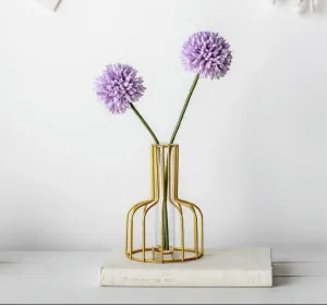 Geometric Planter with tube vase gold