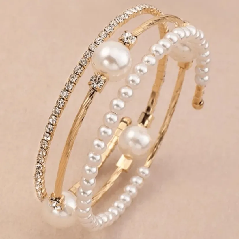 Glitter & Pearls Embellished Bracelet Cuff