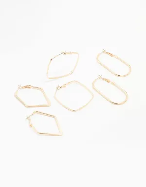 Gold Geometric Hoop Earring 3-Pack