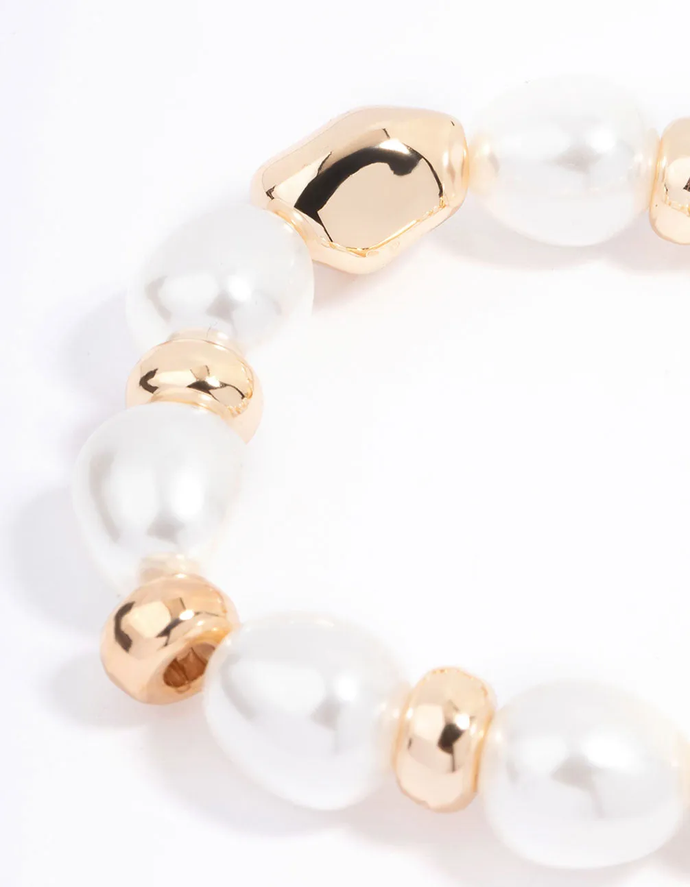 Gold Molten Bead & Pearl Bracelet