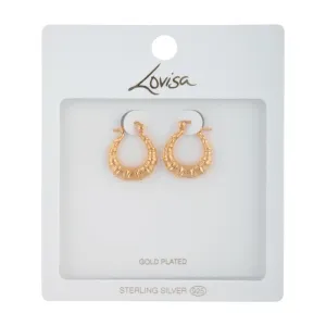 Gold Plated Sterling Silver Bamboo Hoop Earrings