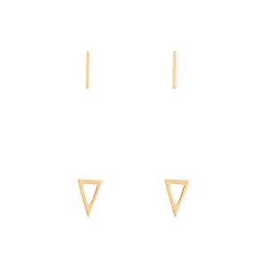 Gold Plated Sterling Silver Bar Geo Triangle Earring Pack