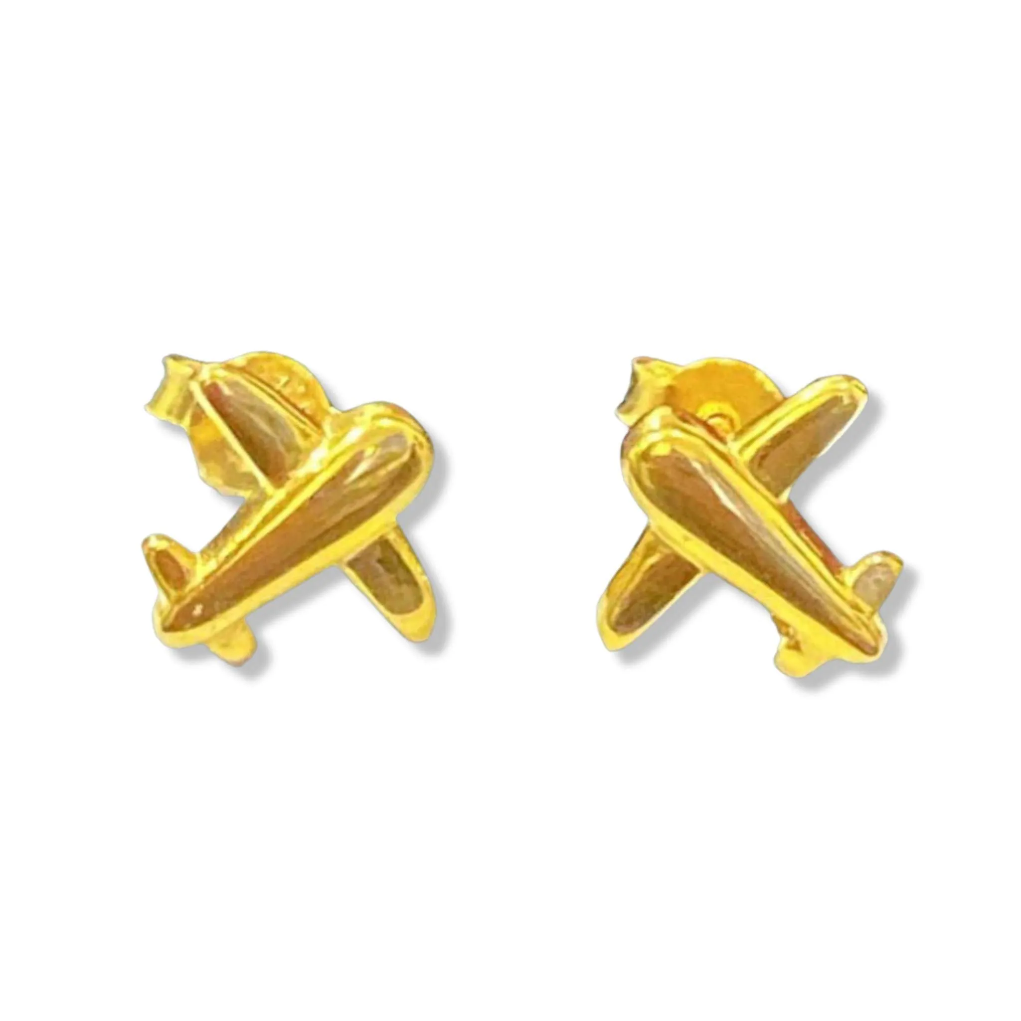 #GOLD2024 | 18K Golden Airplane Stud Earrings