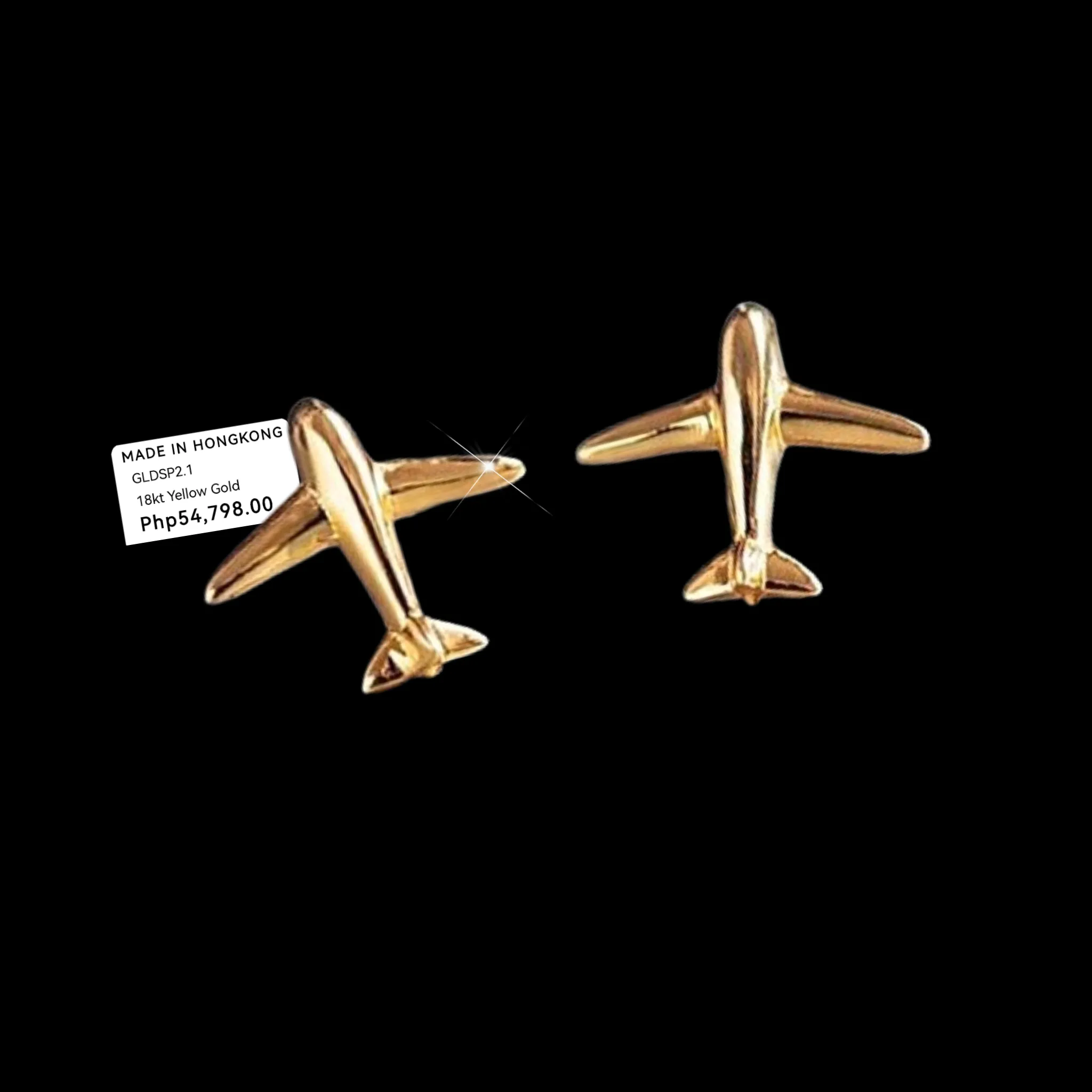 #GOLD2024 | 18K Golden Airplane Stud Earrings