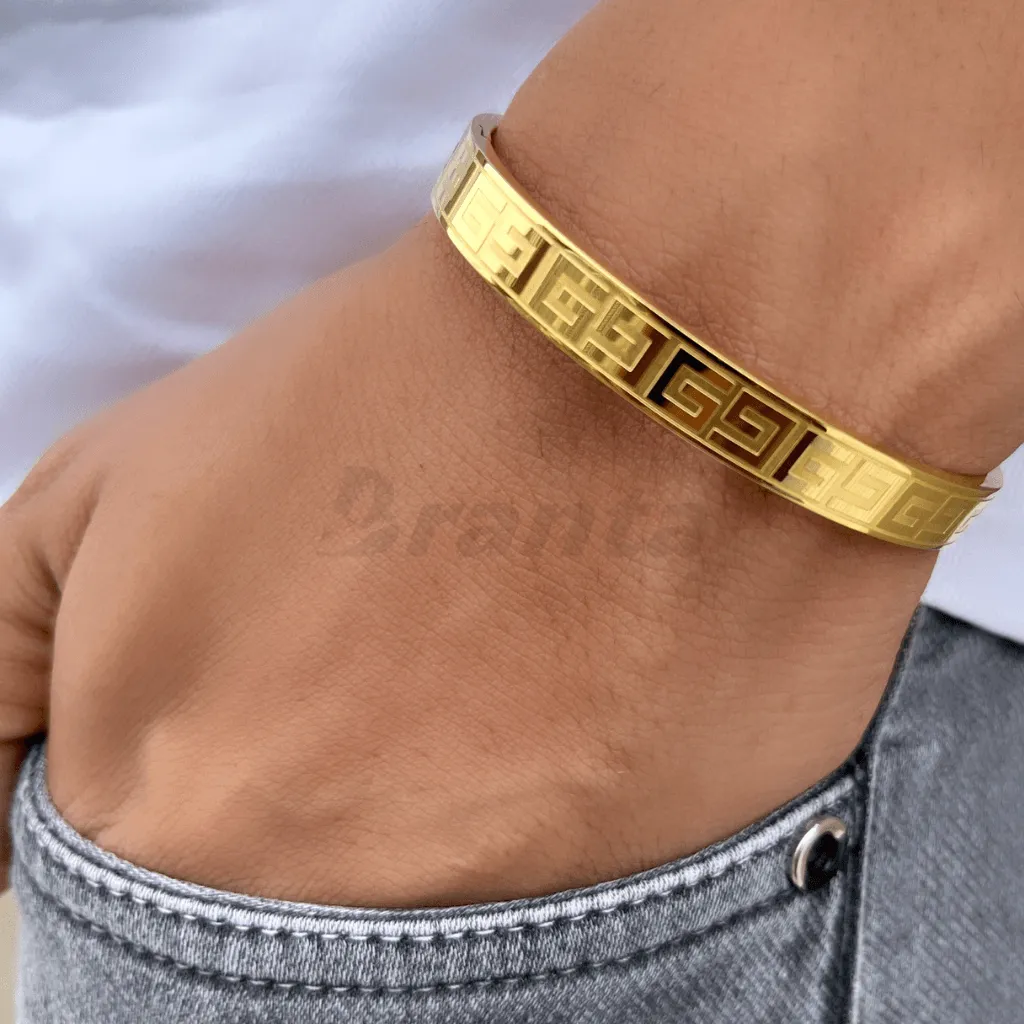 Greek Pattern Gold Men's Bracelet