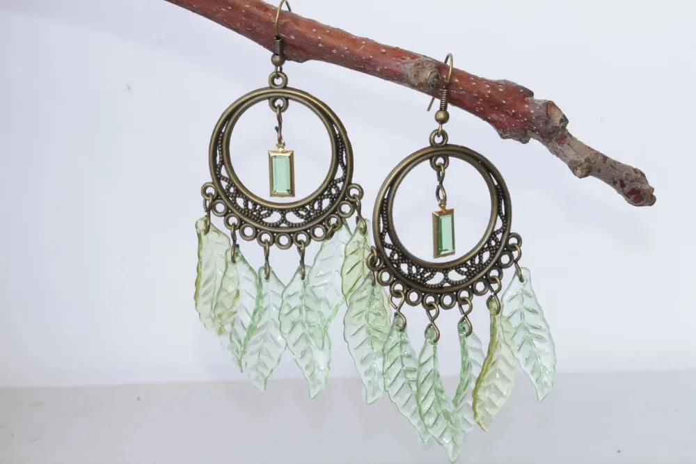 GREEN LEAF EARRINGS