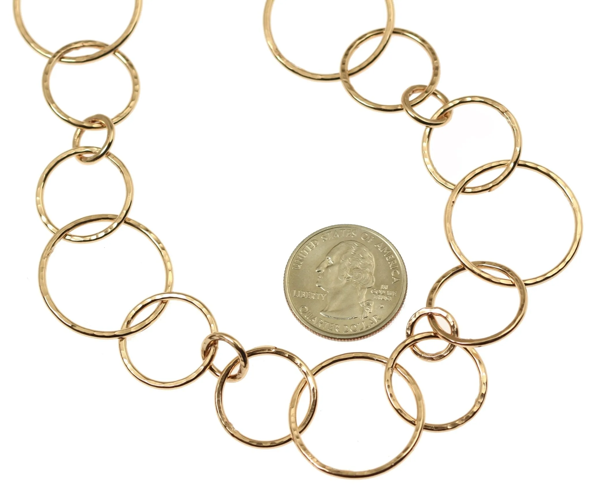 Hammered Bronze Link Chain Necklace