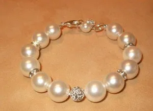 Handcrafted Mother of Pearl and Swarovski Crystal Bracelet