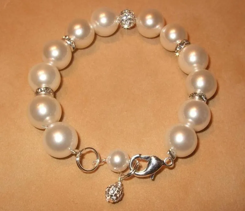 Handcrafted Mother of Pearl and Swarovski Crystal Bracelet