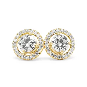 Handmade 3.18ct total Diamond Halo Stud Earrings