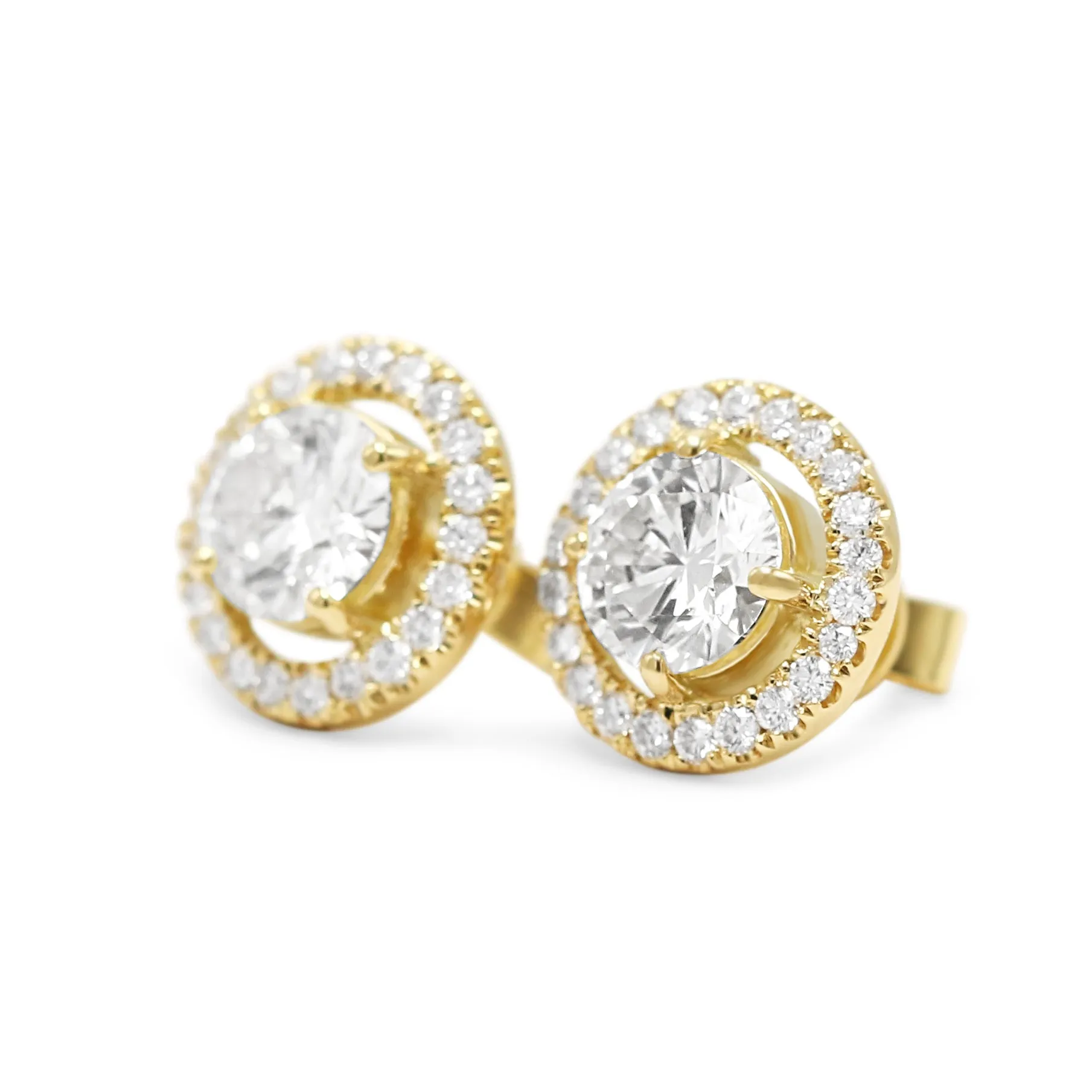 Handmade 3.18ct total Diamond Halo Stud Earrings