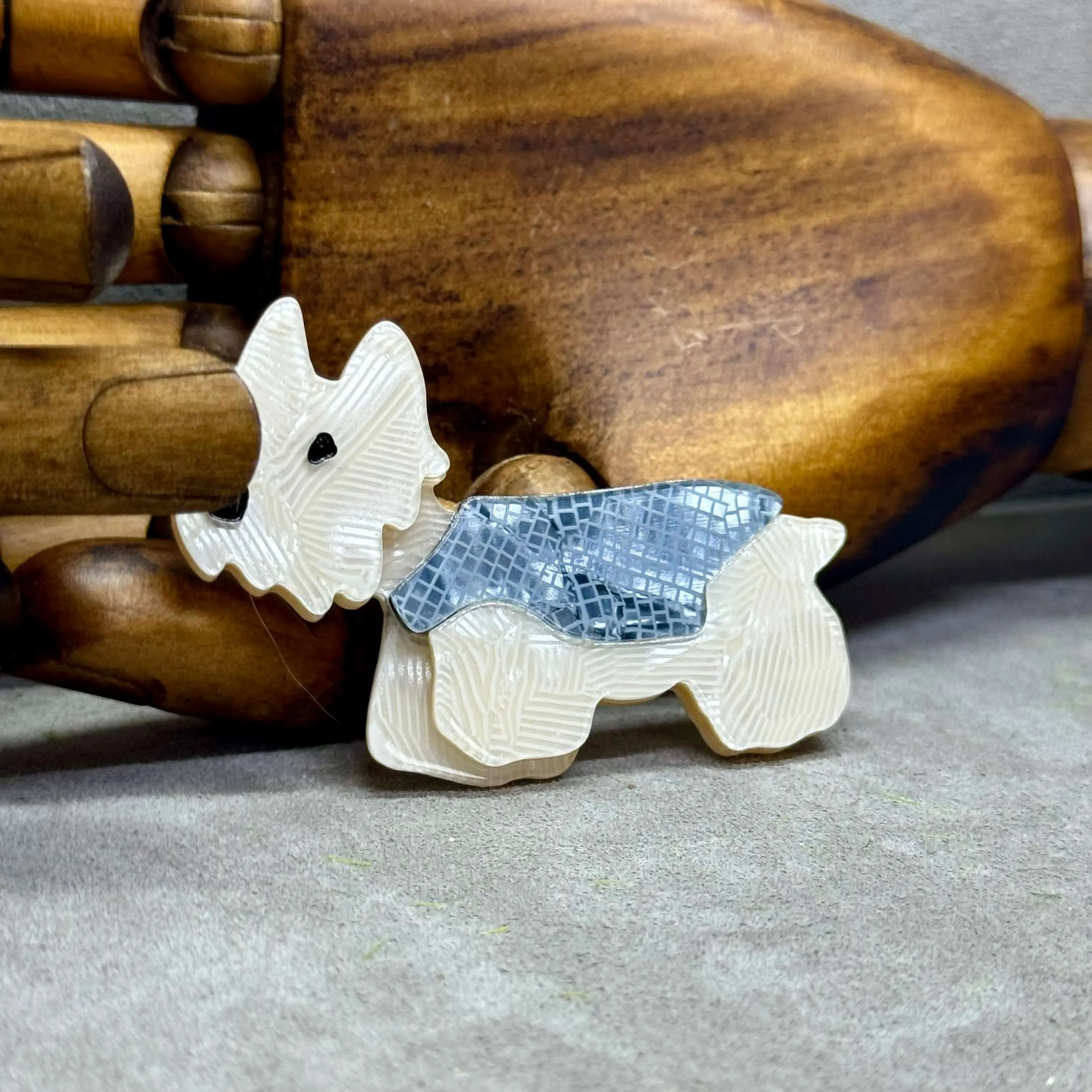 Handmade Acrylic Art Brooch - The Lovable Westie - West Highland Terrier Dog Brooch