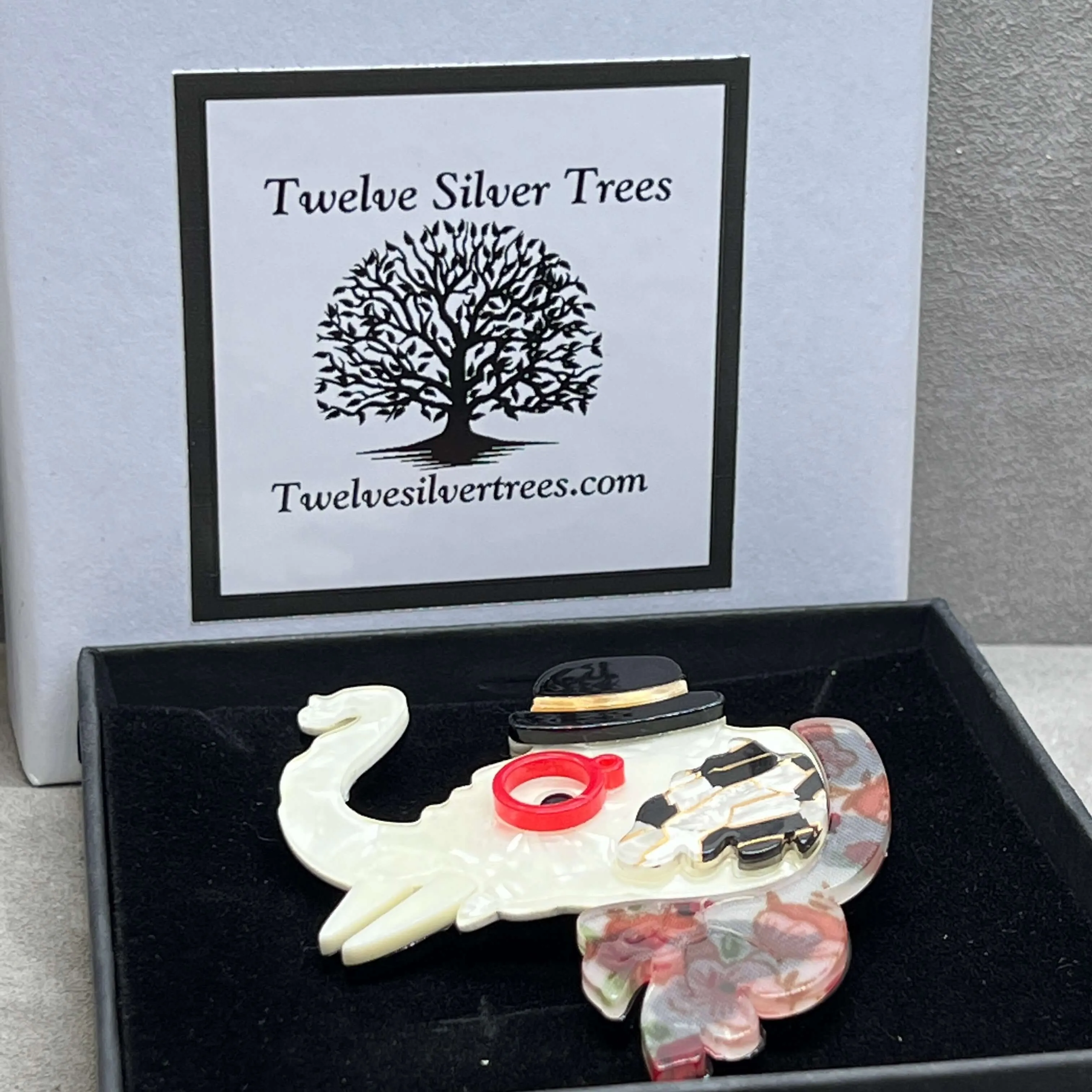 Handmade Acrylic Art Brooch - The Unforgettable Elephant