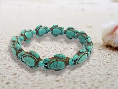 Handmade Turquoise Hawaiian Sea Turtles Bracelet - Turquoise