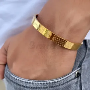 Hanuman Men's Gold Bracelet With Dotted Pattern