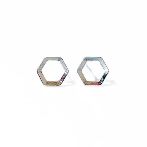 Hexagon Outline Stud Earrings (ROSE GOLD, GOLD or SILVER)